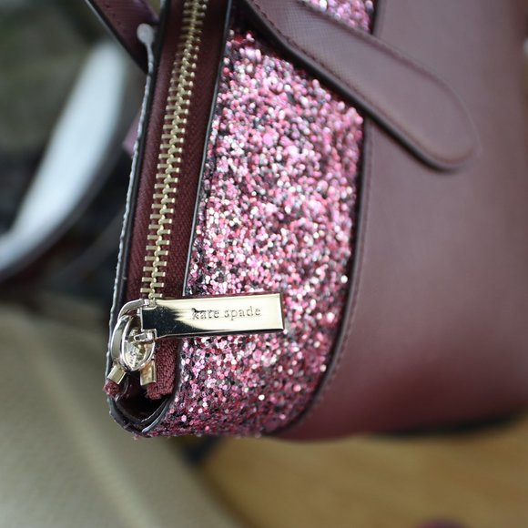 NWT Kate Spade Cherrywood Tote/Shoulder Bag & Glitter Trim - Picture 8 of 17